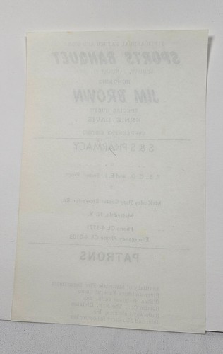 1962 Jim Brown & Ernie Davis Fifth Annual Father and Sons Sports Banquet Flyer - Picture 5 of 5