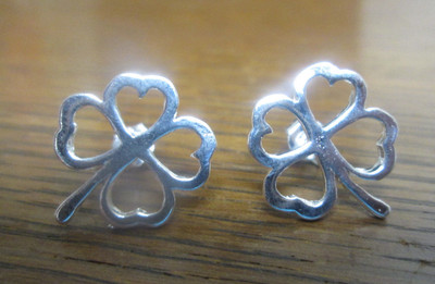 Sterling Silber 4 Blatt Glücksklee Ohrringe