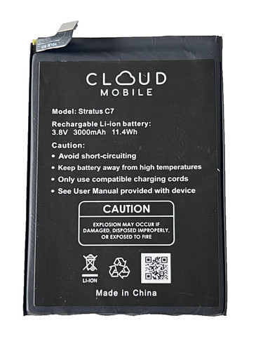 Cloud Mobile Stratus C7 Battery 3000mAh Li-Ion Phone Part OEM ORIGINAL 2AY6A-C7