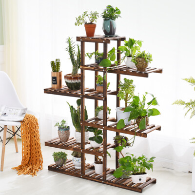 Strength Multi Tier Wood Flower Rack Plant Stand Holder Bonsai Shelf Home Garden