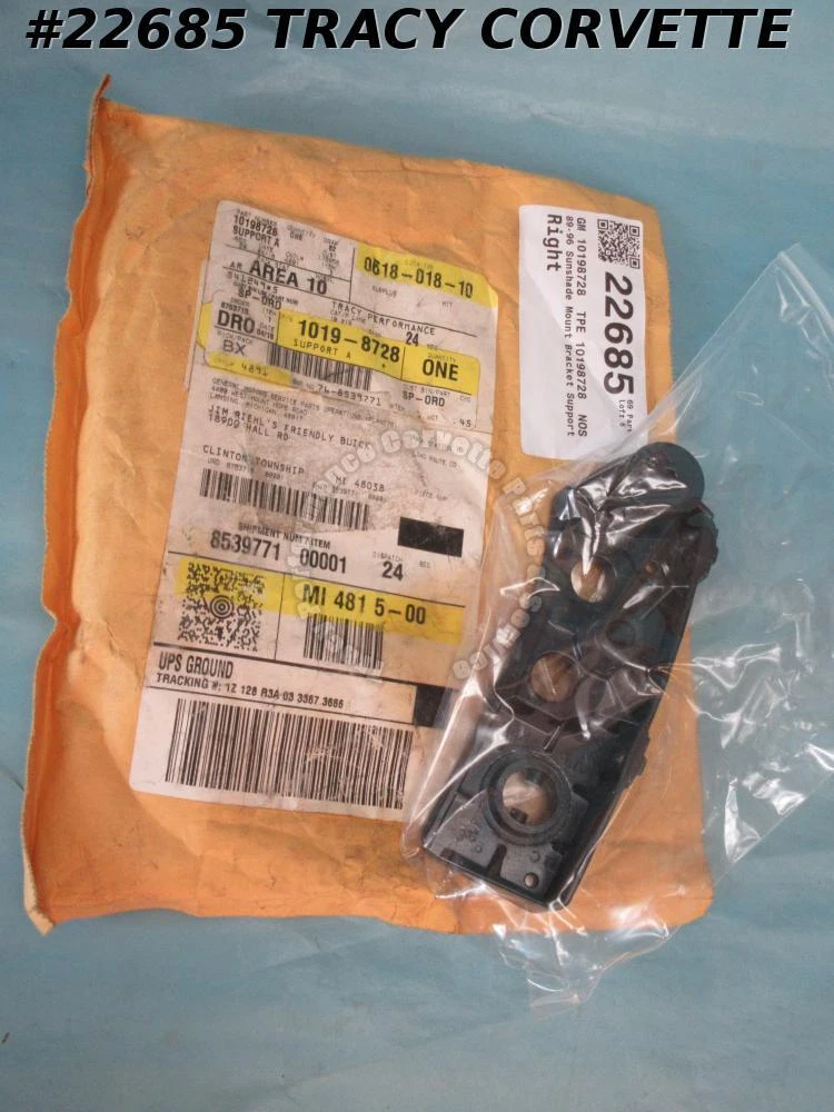 1989-1996 Corvette Sunshade Mount Bracket GM# 10198728 Support NOS  
