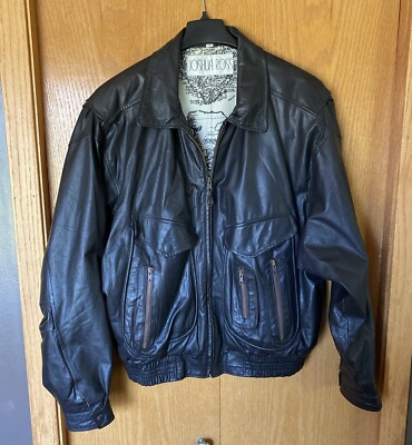 Joshua Ross Leather Jacket Bomber Style Brown Zip Lined Men's Size