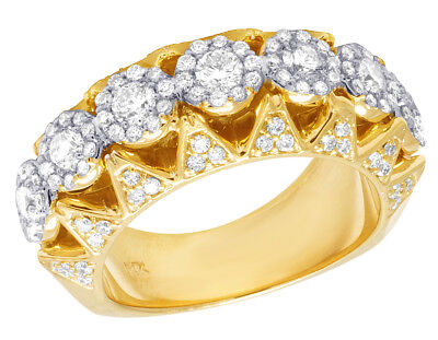Men's Real 14K Yellow Gold Genuine Diamond 3D Band Ring 2 Ct 10MM  605963301838 | eBay