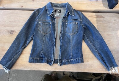Vintage D&G DOLCE & GABBANA Light Blue Denim Zip Up Jean Jacket Women's Medium