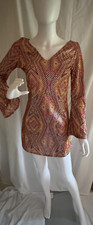 SEQUINS NIGHT CLUB Party Triangular Rainbow Colors V Neck Longsleeve Sheer