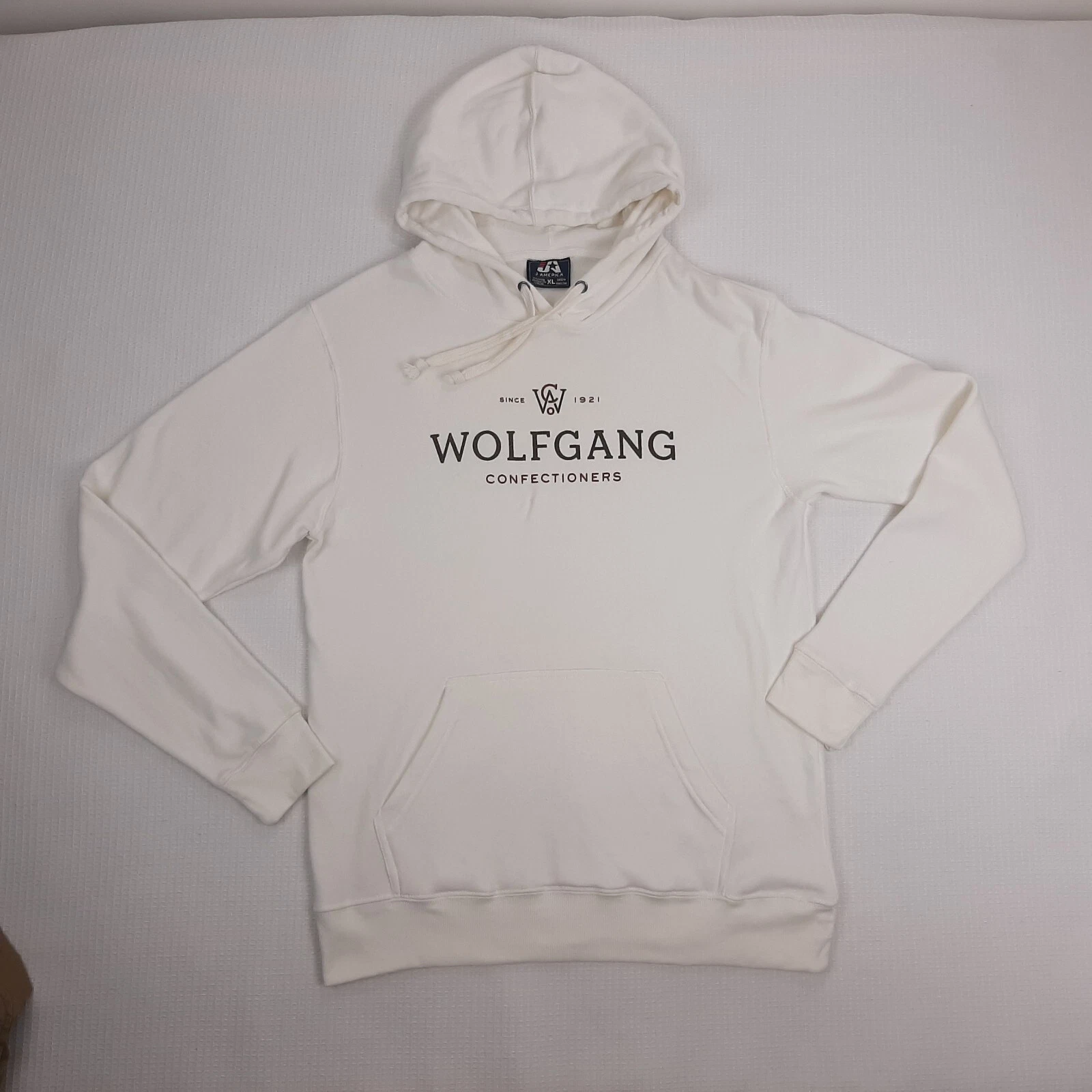 OFF WHITE Rara felpa con cappuccio JA J.America taglia XL Wolfgang Confezionatori bianco panna unisex