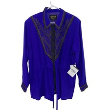 Bob Mackie Jacket Womens Size Large Purple Wearable Art Drawstring Pure Silk New