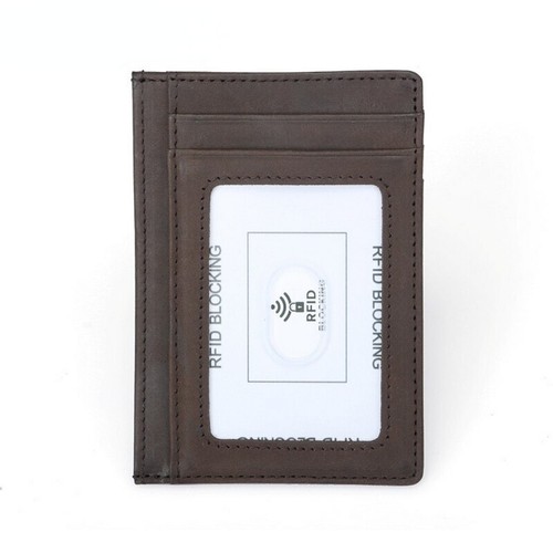 RFID Men's Genuine Leather Card Bag Crazy Horse Top Layer Pocket Bag Card Clip - Bild 6 von 10