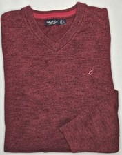 Mens Nautica Long Sleeve Vee Neck Sweater Size Large - EUC
