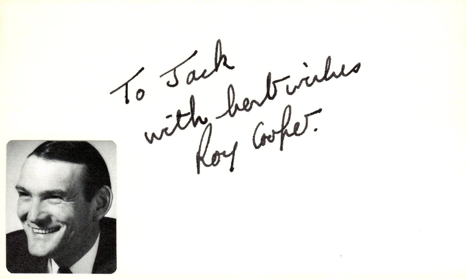 Roy Cooper Signed Auto 3x5 Index Card Exorcist