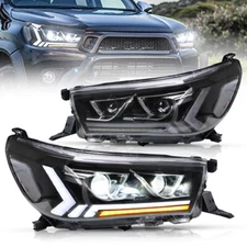VLAND Projector LED Headlights Fit Toyota Hilux /Vigo 2015-2020 W/Animation DRL