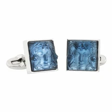 NEW LALIQUE CRYSTAL ARETHUSE BLUE CUFF LINKS #10603600 BRAND NIB SAVE$$ F/SH