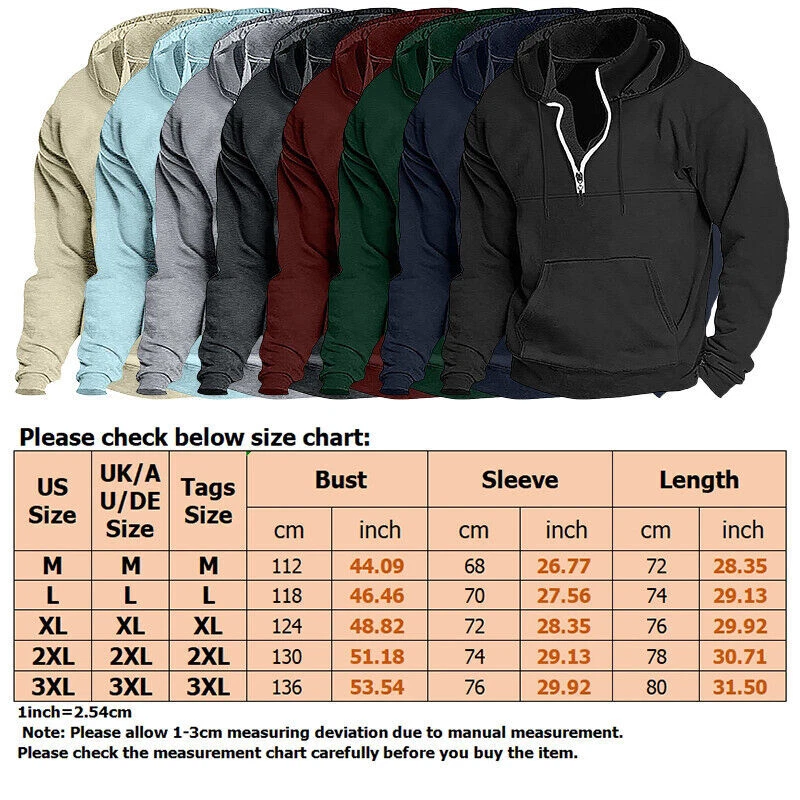 OFF WHITE Felpa uomo retrò cappotto da lavoro invernale mezza zip maglione manica lunga felpa con cappuccio BN