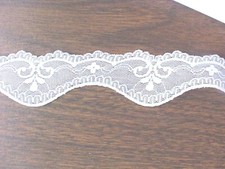 Lace Trim White 5 Plus Yards 1-1/2" Width Scalloped Edges Sheer Good Condition