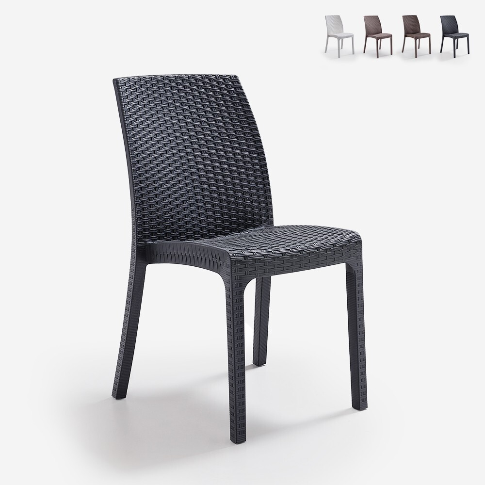 Silla apilable de mimbre para bar de jardín al aire libre Virginia...