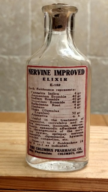 Vintage Medicine Hand Crafted Bottle Nervine Elixir w/Cannabis & Belladonna Vintage Medicine Hand Crafted Bottle Nervine Elixir w/Cannabis & Belladonna