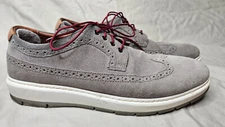 Johnston Murphy Shoes Mens 8.5 Oxford Sneakers Gray Suede Leather Wingtip Brogue