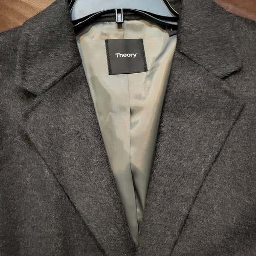 Theory Jacket Coat 100% Cashmere Grey Sz XXL Super Soft Delancey Mint Condition - Picture 4 of 8