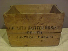 Vintage Sock knitting machine Auto Knitter Montreal wooden crate