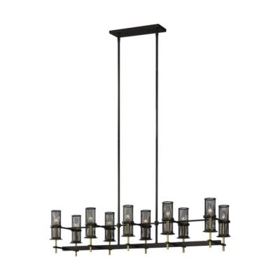 Feiss - Palmyra 10-Light Oil Rubbed Bronze and Burnished Brass Linear Chandelier