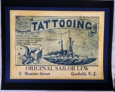 antique sailor lew alberts  navy tattooing NJ card tattoo folk art 11x14 giclee