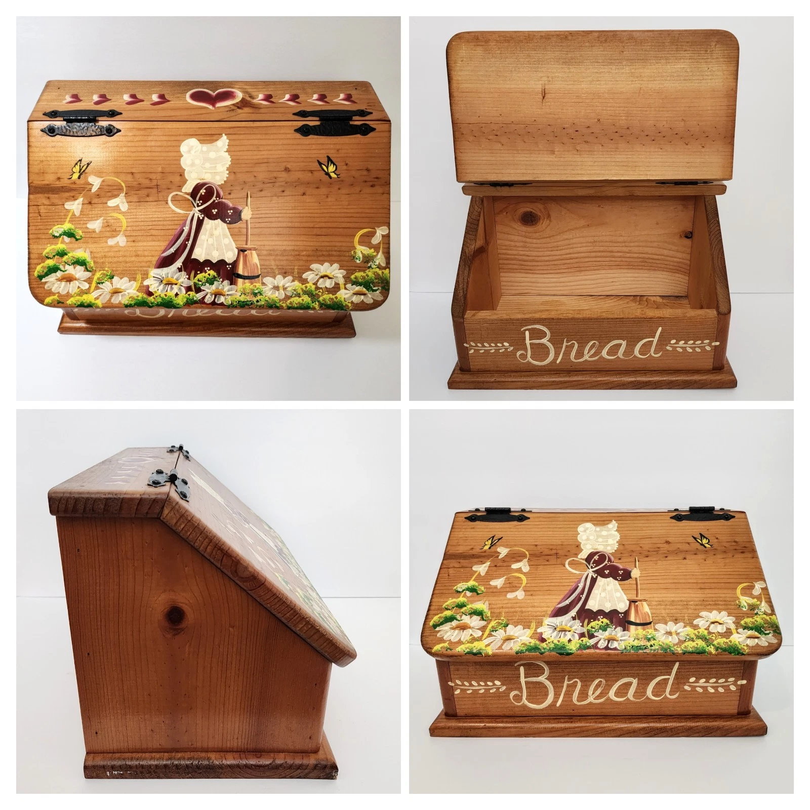 Vintage 1970's Hand-Painted "Sunbonnet Sue" Cottage Folk Art Wooden Bread Box
Opens in a new window