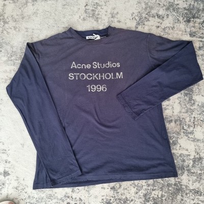 Acne Studios Stockholm 1996 Langarmshirt Herren Gr. M Marineblau Longsleeve
