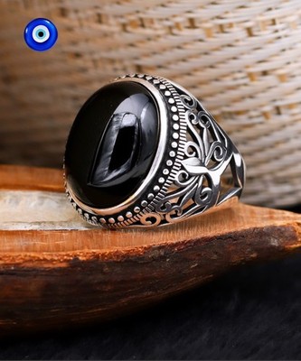 Men s Classic Silver Ring with Black Onyx Stone  sv12