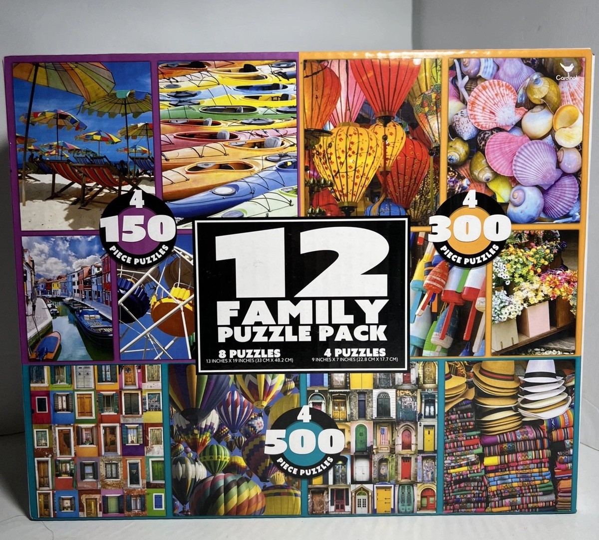 Cardinal 12 Family Puzzle Pack 150/300/500 Pieces - Complete