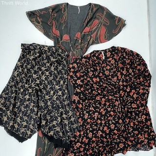 Free People Women's 3pc Lot Dress Skirt Blouse Black Floral Maxi NWT Sz S M