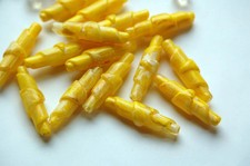 Yellow and White Marbled Rolled Vintage Lucite Beads bds952A