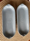 Two Fiesta Vintage Homer Laughlin.  Blue Periwinkle Small Trays 9.5”x 3 5/8”