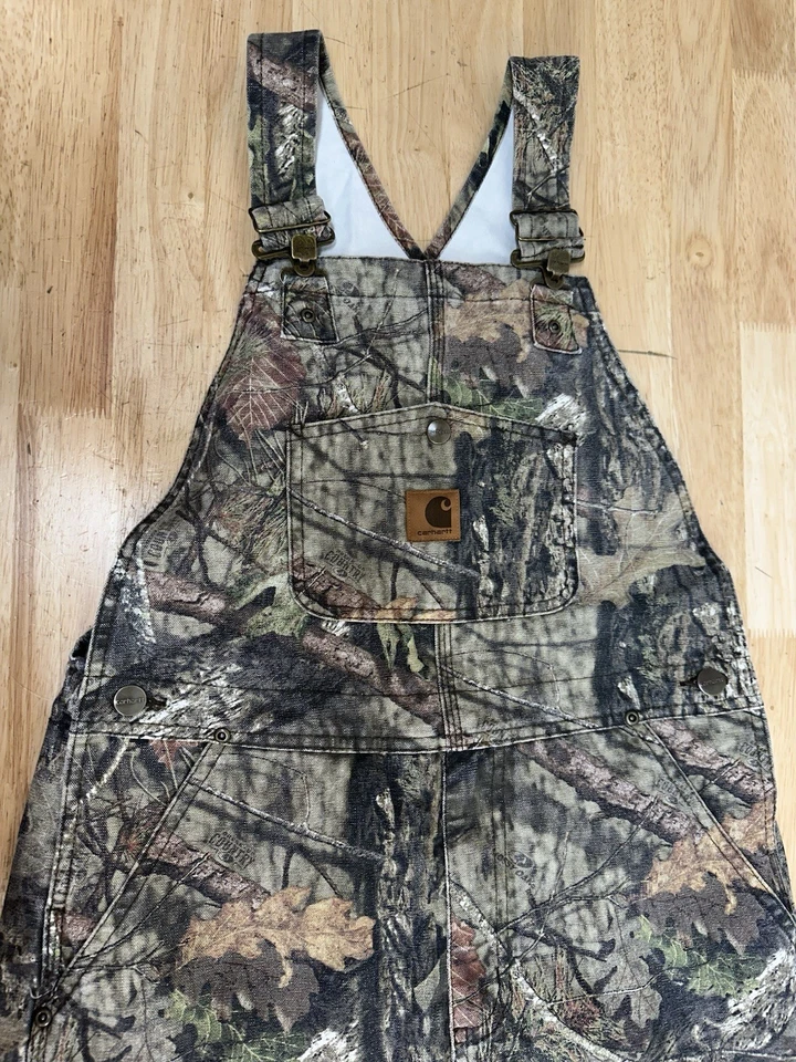 Carhartt Camo Overalls Bibs Double Knee Kids 14 Mossy Oak Break Up Country - Image 2 of 4