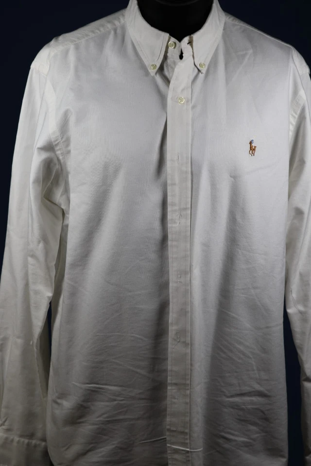 Ralph Lauren Polo Custom Fit White Cotton Shirt Long Sleeve Sz L Chest 48" - Image 2 of 4