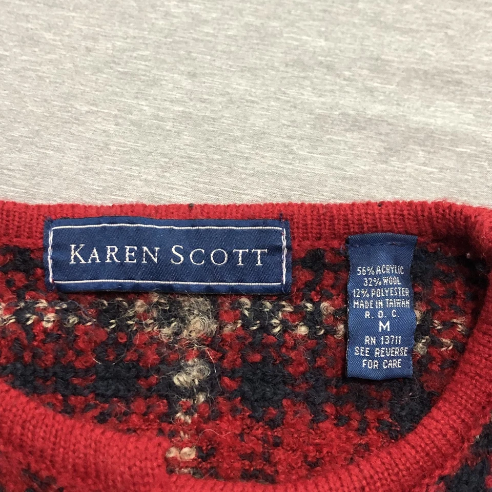 Cárdigan de lana Karen Scott para mujer M dinero antiguo Western cuadros country check abuela Foto 2 de 4