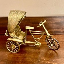 BEAUTIFULLY DETAILED Brass Rickshaw 8.5" FULLY FUNCTIONAL: RESTORED hd9
