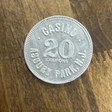 Asbury Park NJ Casino Vtg Boardwalk Amusements Token 20 Coupons