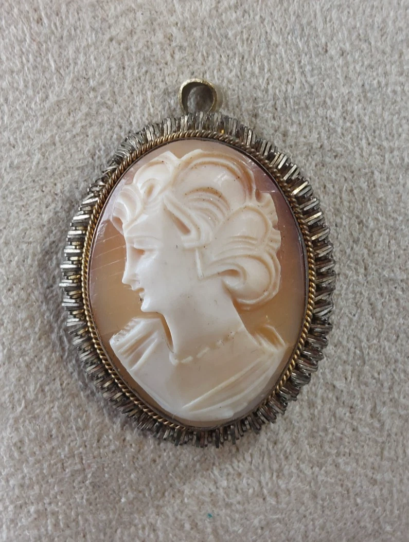 Broche camée ancienne en coquillage, fin des années 1800 - En vente sur France | broche ancienne 1800