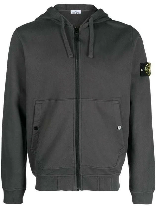 Felpa Stone Island in pile di cotone spazzolato full zip con cappuccio vestibilità regolare