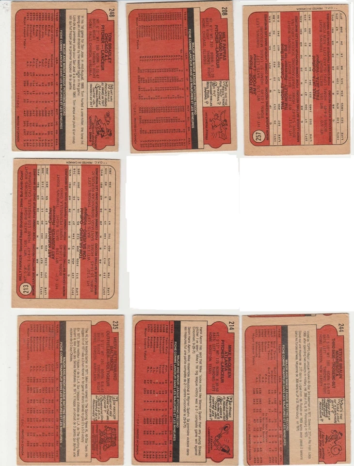 1972 O-Pee-Chee бейсбол 21 карта лот VG #200s - Изображение 4 из 4