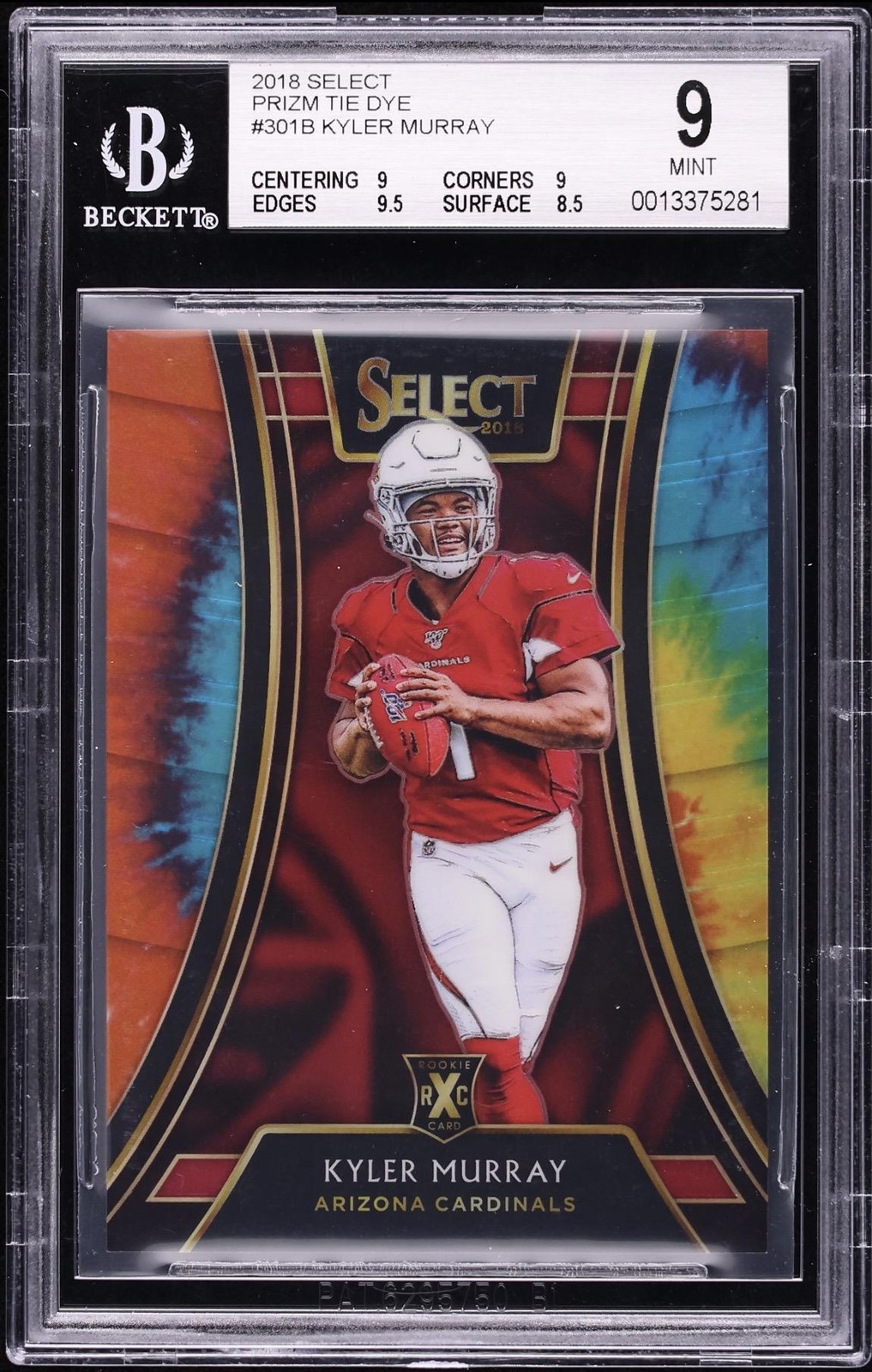 Kyler Murray 2018 Panini Select 2019 XRC #301 Tie-Dye Prizm RC JSY # 01/25 1/1