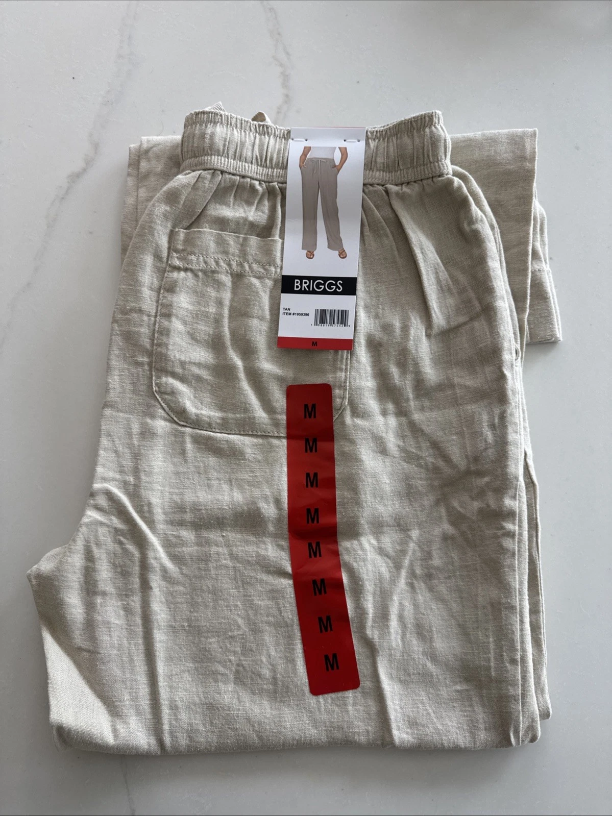 Briggs Women's Pull-On Linen Blend Pant, Tan, Medium