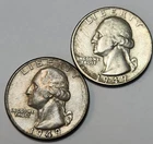 1949 P, D Washington Quarters, 90% Silver, Perfect For Coin Albums- Q-49BK