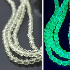50pcs Vaseline Uranium Glass Beads 3mm Faceted Light Yellow Czech UV