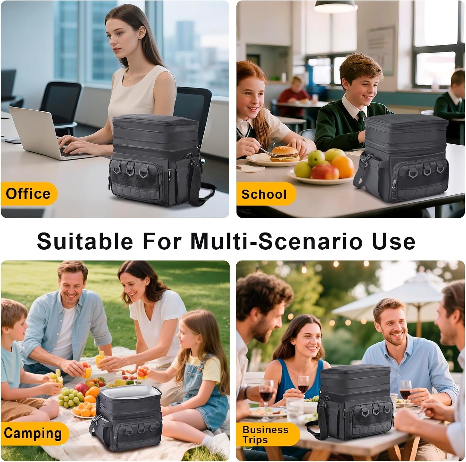 Tactical Lunch Box for Men Women-Insulated Leakproof Lunch Bag with Adjustable S
