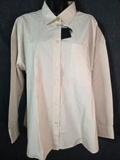 Massimo Dutti Womens Shirt M Medium Button Up Cotton Poplin Khaki 5193/936 NWT