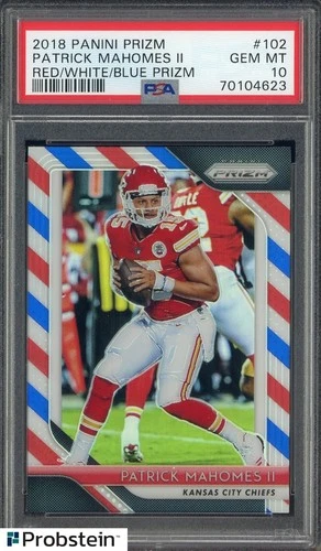 2018 Panini Red White Blue Prizm #102 Patrick Mahomes II Chiefs PSA 10 GEM MINT