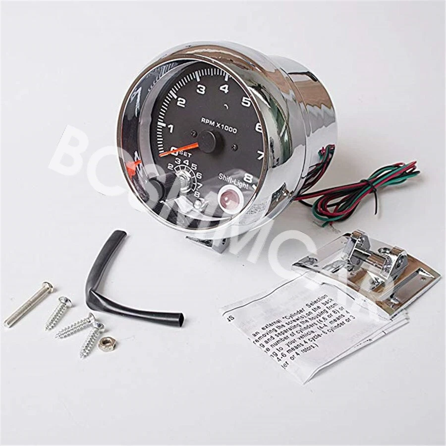 Tachometer Gauge 7 Color Backlight 8000 RPM Meter Shift Light Shockproof For Car - Image 4 of 4