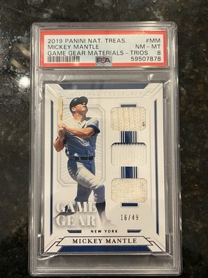 2019 Mickey Mantle National Treasures Triple Patch Game Gear Materials /49 Pop 3