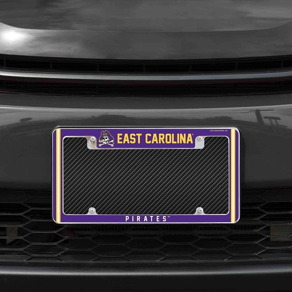 East Carolina University Pirates ECU Metal License Plate Frame Chrome Tag... - Image 2 of 4
